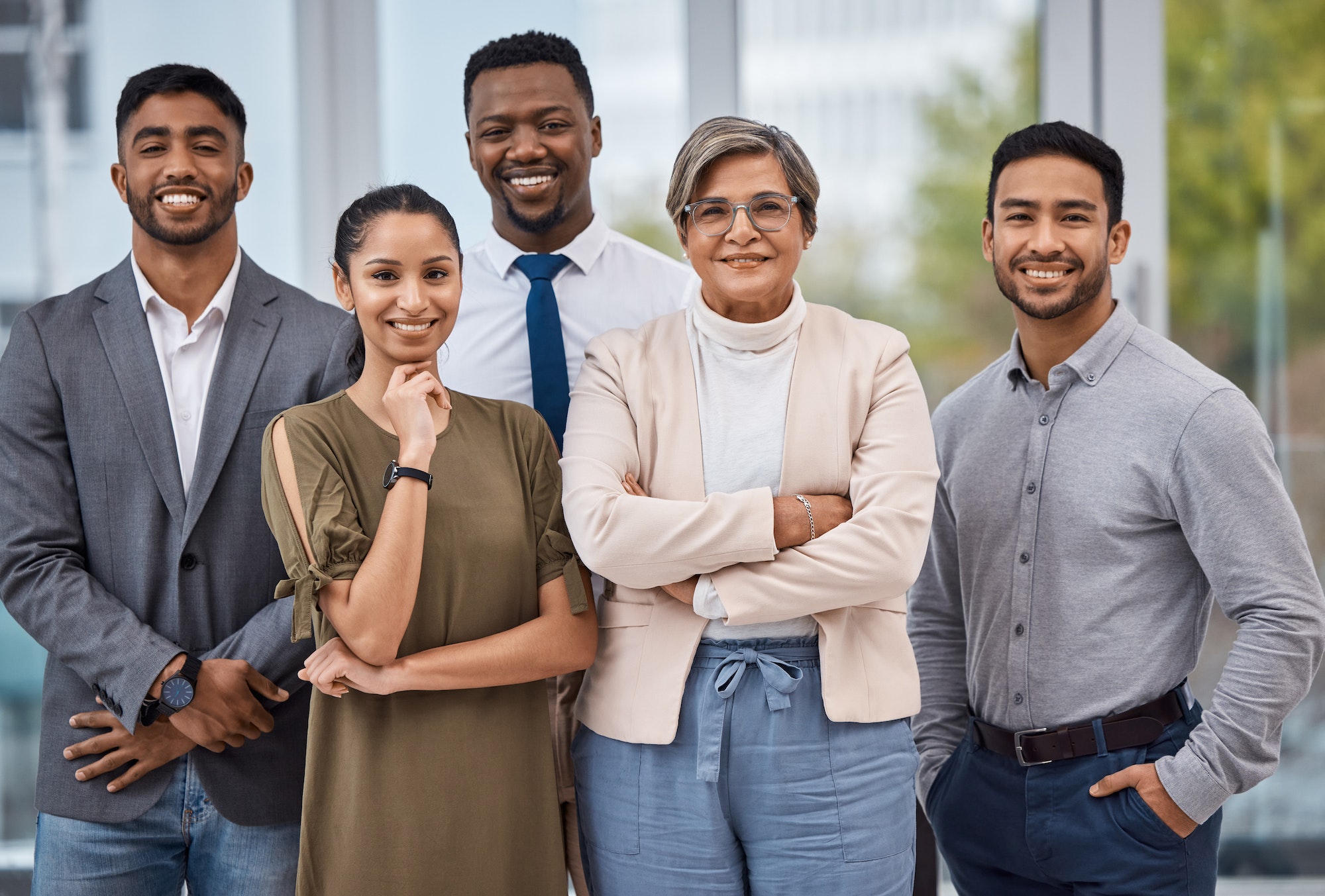 Portrait of a group of businesspeople working together in an office